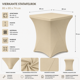 Statafelrok Vierkant Champagne 80cm